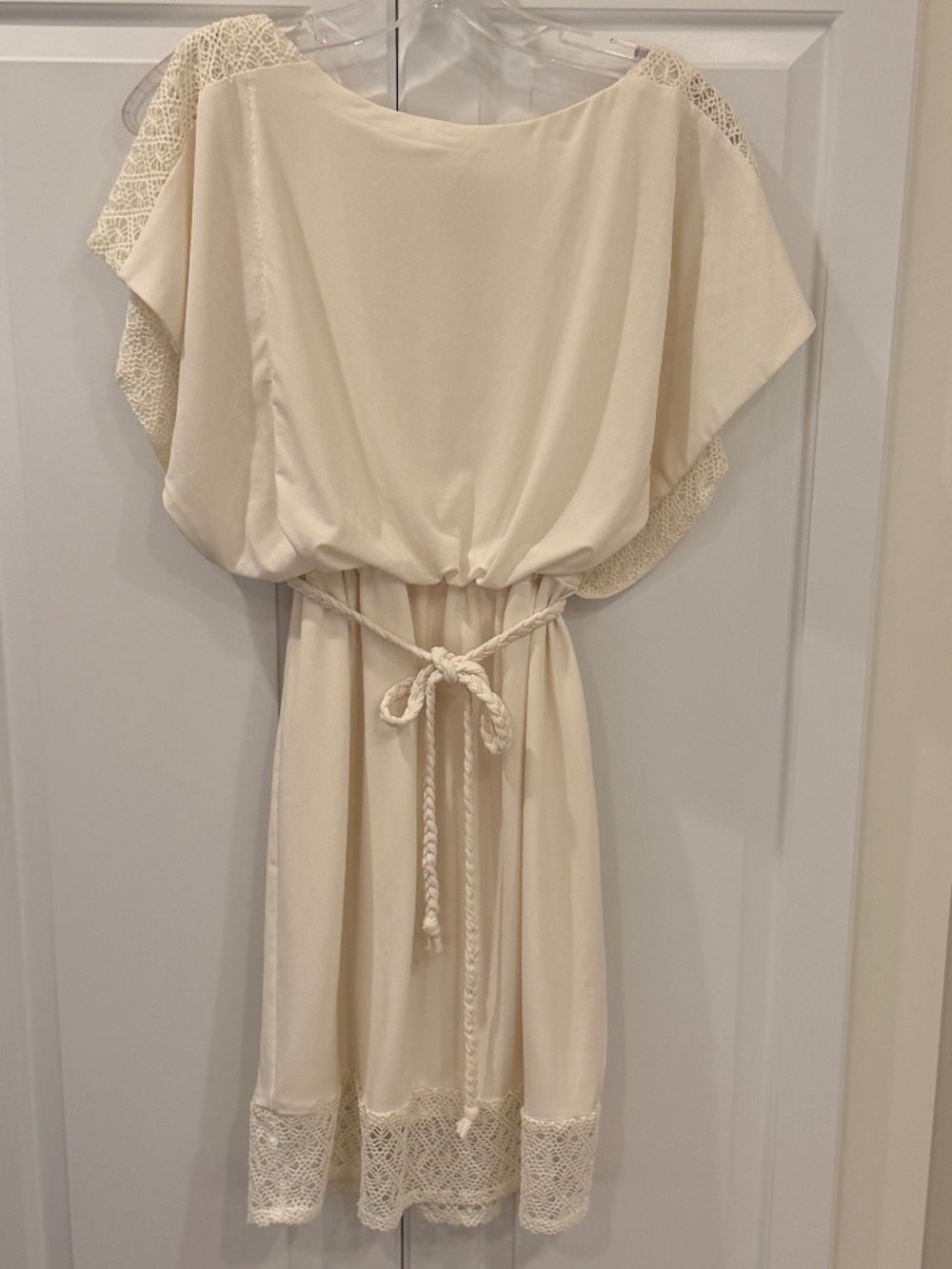 Cream Split Sleeve Goddess Mini Dress - Size 6
